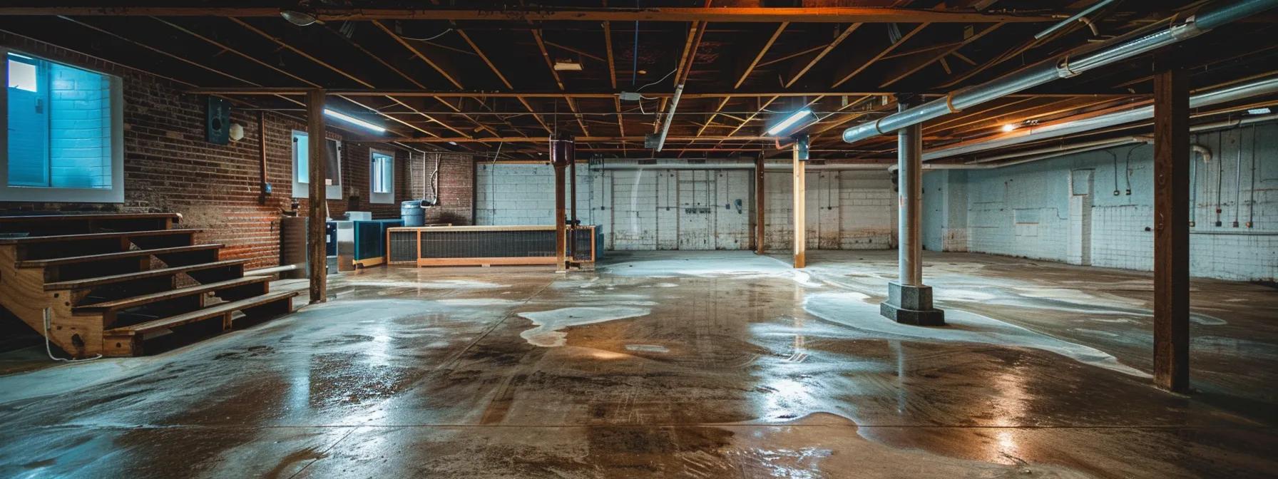 a modern, well-equipped basement waterproofing facility showcases professionals in action, demonstrating advanced techniques and high-tech equipment to effectively combat moisture issues in fort wayne homes.