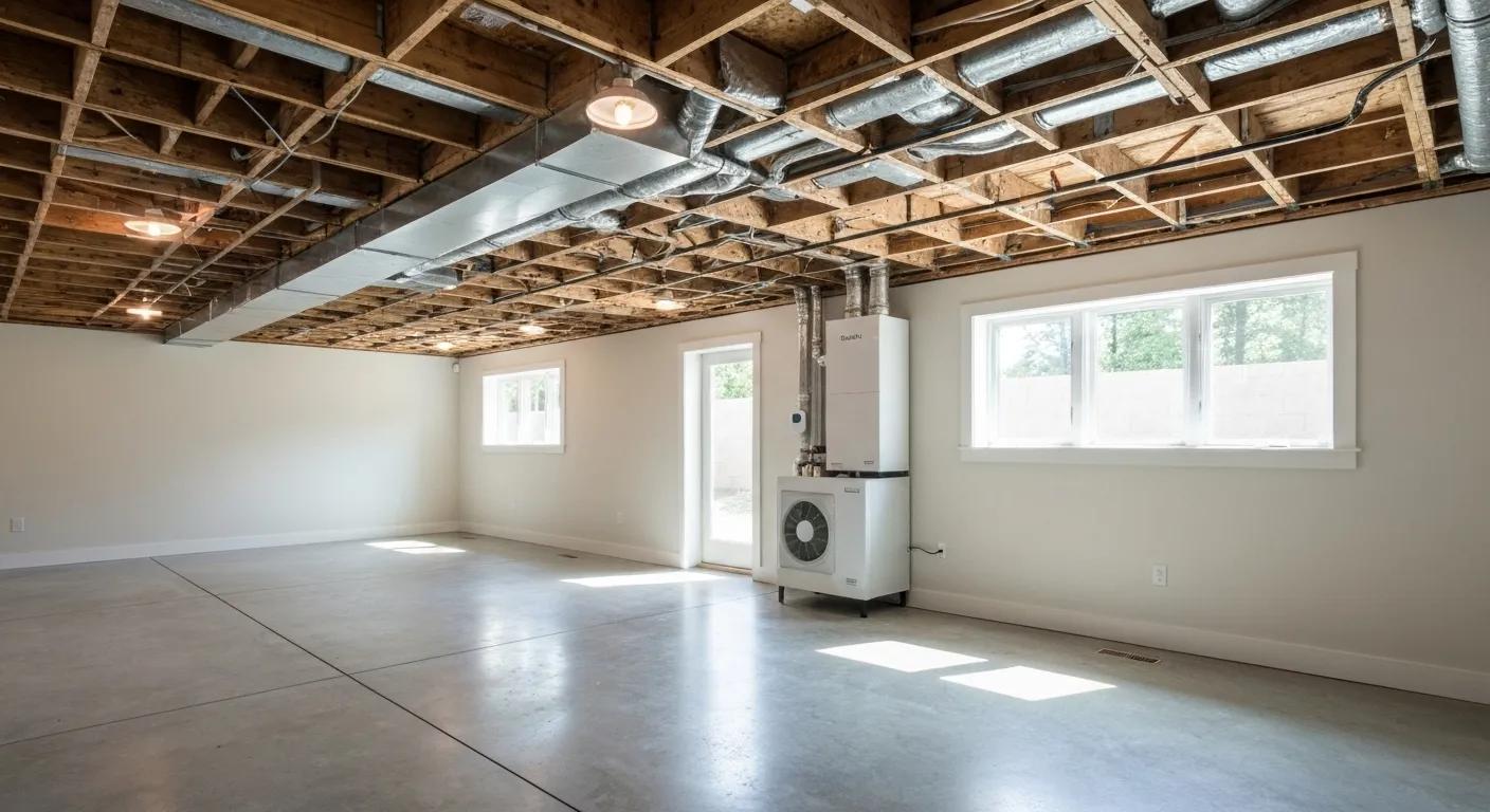 Well-maintained waterproofed basement with energy-efficient features, illustrating cost savings